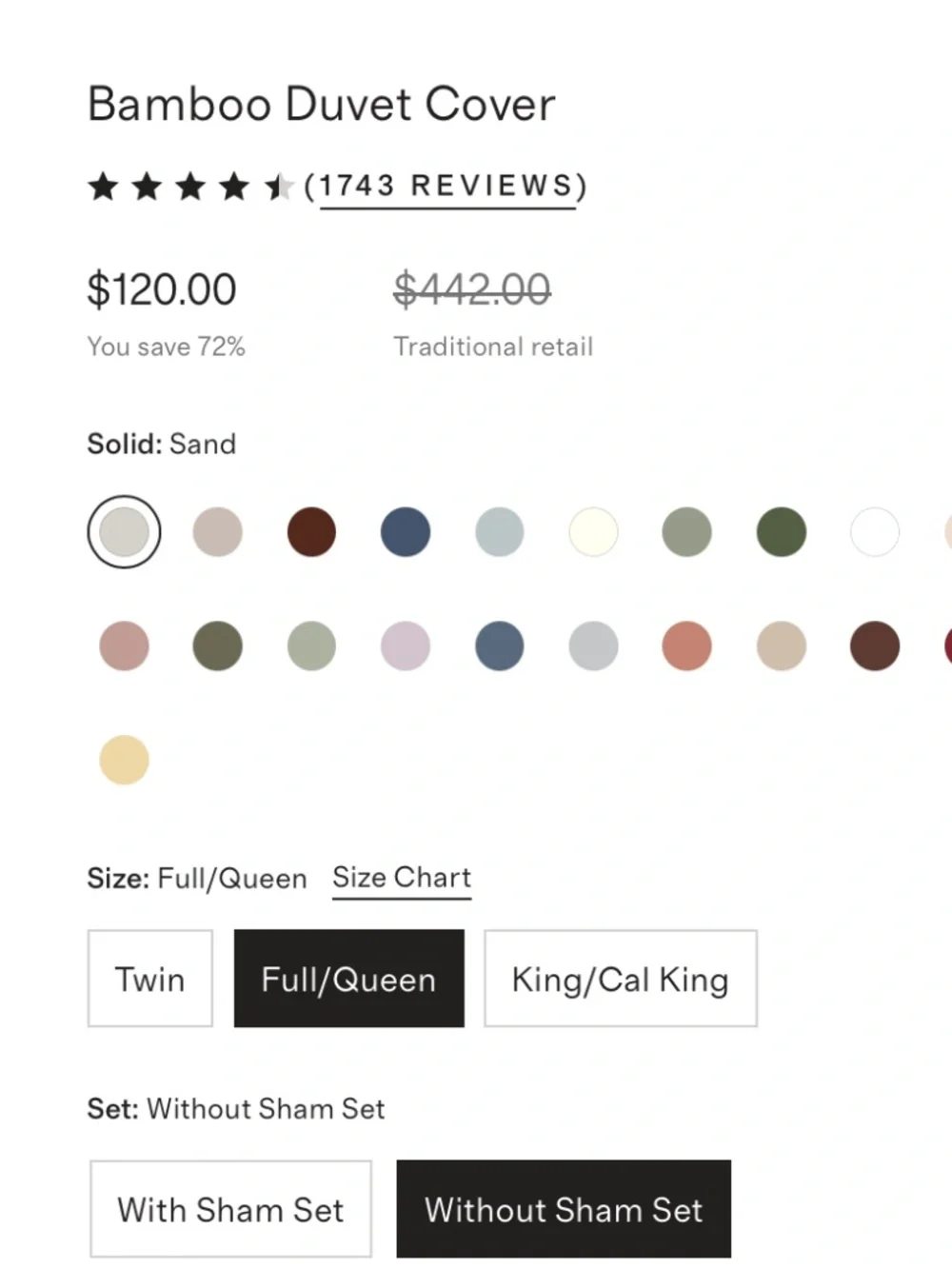 New Bamboo Duvet Cover Full/Queen Sand